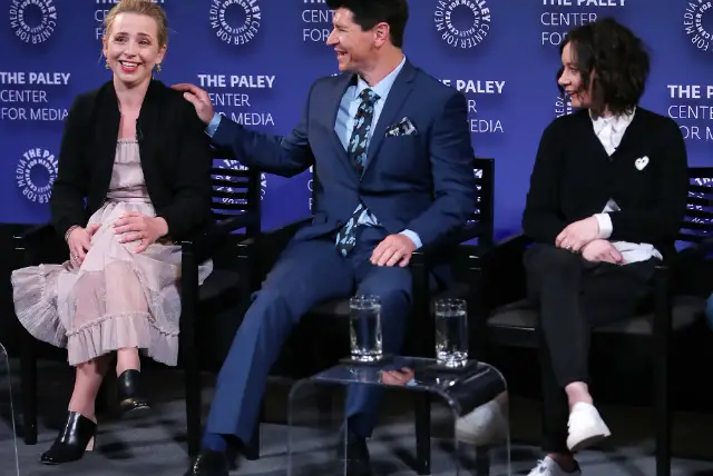 Lecy Goranson, Michael Fishman &amp; Sara Gilbert, three of the stars of 'The Conners,' at the Paley Center earlier this year for 'Roseanne.'